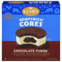 Kemps Kempswich Cores Chocolate Fudge Cookie Sandwiches, 4 Each