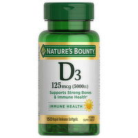 Nature's Bounty Vitamin D3, 125 mcg, Rapid Release Softgels, 150 Each