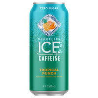 Sparkling Ice +Caffeine Sparkling Water, Zero Sugar, Tropical Punch Flavored, 16 Fluid ounce