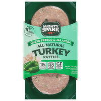 Mighty Spark Turkey Patties, Queso Fresco & Jalapeno, 8 Ounce