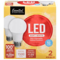 Essential Everyday Light Bulbs, LED, Soft White, 14 Watts, 2 Each