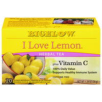 Bigelow Herbal Tea, Plus Vitamin C, Caffeine Free, I Love Lemon,, Tea Bags, 20 Each