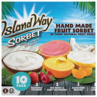 Island Way Sorbet Hand Made Assorted Fruit Sorbet, 10 Each