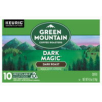 Green Mountain Coffee Roasters Coffee, Dark Roast, Dark Magic, K-Cup Pods, 10 Each