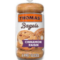 Thomas' Cinnamon Raisin Pre-sliced Bagels, 6 count, 20 oz, 6 Each