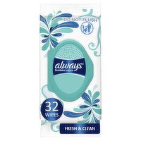 Always Fresh and Clean Always Feminine Wipes, Fresh & Clean, Soft Pack, 32 ct, 32 Each