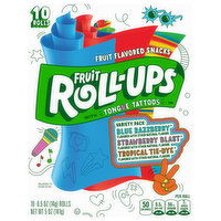 Fruit Roll-Ups Blue Razzberry/Strawberry Blast/Tropical Tie-Dye Fruit Flavored Snacks Variety Pack, 10 Each