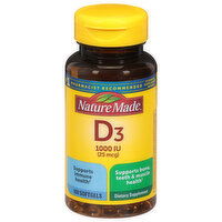 Nature Made Vitamin D3, 25 mcg, Softgels, 100 Each