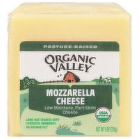 Organic Valley Cheese, Mozzarella, Part-Skim, Low Moisture, 8 Ounce