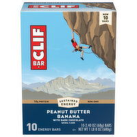 CLIF BAR - Peanut Butter Banana with Dark Chocolate Flavor - Made with Organic Oats - Energy Bars - Non-GMO - Plant Based Protein Bars (10 Pack), 24 Ounce