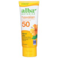 Alba Botanica Sunscreen Lotion, Hawaiian, Island Vibe, Broad Spectrum SPF 50, 3 Fluid ounce