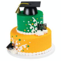 Cub  Tiered Graduation Cake with Curly Lines & Dots, 1 Each