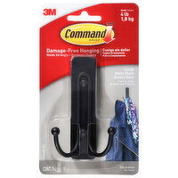 Command Matte Black Large Double Hook, 1 Each