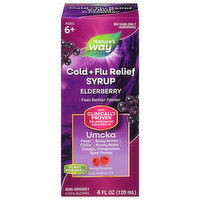 Nature's Way Cold + Flu Relief Syrup, Non-Drowsy, Umcka, 4 Fluid ounce