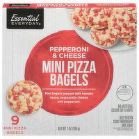 Essential Everyday Pizza Bagels, Pepperoni & Cheese, Mini, 9 Each