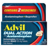 Advil Caplets Dual Action Acetaminophen + Ibuprofen, 72 Each