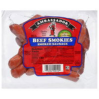 Ambassador Sausage, Smoked, Beef Smokies, 10 Ounce