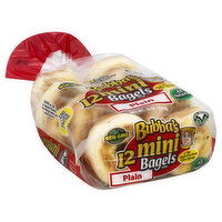 Bubbas Bagels, Plain, Sliced, Mini, 12 Each