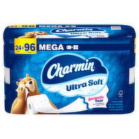 Charmin Ultra Soft Bathroom Tissue, Smooth Tear, Mega, 2-Ply, 4 Each