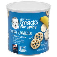 Gerber Snacks for Baby Teether Wheels, Banana Cream, Lil' Crunchies, Crawler (10+ Months), 1.48 Ounce