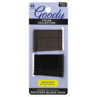 Goody Color Collection Bobby Pins, Black, Glossy Finish, 48 Each