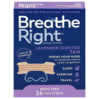 Breathe Right Nasal Strips, Lavender Scented, Tan, 26 Each