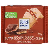 Ritter Sport Milk Chocolate, with Butter Biscuit & Cocoa Creme, 3.5 Ounce