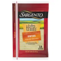 Sargento Ultra Thin Cheese Slices, Natural, Swiss, 18 Each