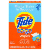 Tide To Go Instant Stain Remover Wipes, 10 Each