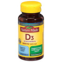 Nature Made D3, Extra Strength, 5000 IU (125 mcg), Softgels, 90 Each