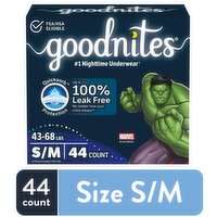 Goodnites GoodNites 43-68 lbs S/M Boys Marvel Nighttime Underwear, 44 Each