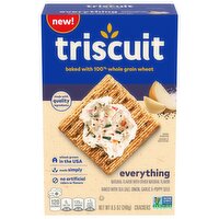 TRISCUIT Everything Whole Grain Wheat Crackers, Lunch Snacks, Snack Crackers, 8.5 oz, 8.5 Ounce