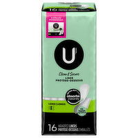 U by Kotex Clean & Secure Liners, Long, 16 Each