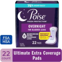 Poise Fresh Protection Extra Coverage Overnight Pads, 22 Each