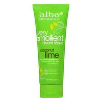 Alba Botanica Very Emollient Cream Shave, Coconut Lime, 8 Ounce