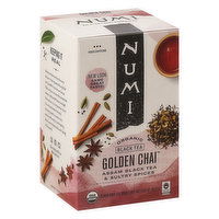 Numi Black Tea, Organic, Golden Chai, Tea Bags, 18 Each