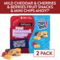 SARGENTO Sargento® Fun! Balanced Breaks® Natural Mild Cheddar Cheese, Cherries & Berries Natural Flavored Fruit Snacks & Mini CHIPS AHOY!® Cookies, 2-Pack, 5.29 Ounce