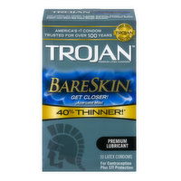 Trojan  Condoms Bare Skin Lubricated Latex, 10 Each