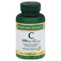 Nature's Bounty Vitamin C, with Rose Hips, 500 mg, Chewable Tablets, 90 Each