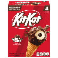 Kit Kat Frozen Dairy Dessert Cones, Wafer with Fudge, 4 Each