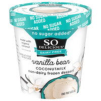 So Delicious Dairy Free Frozen Dessert, Non-Dairy, No Sugar Added, Vanilla Bean, Coconutmilk, 1 Pint