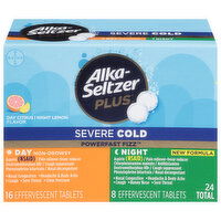 Alka-Seltzer Plus PowerFast Fizz Severe Cold, Effervescent Tablets, Day Citrus/Night Lemon Flavor, 24 Each