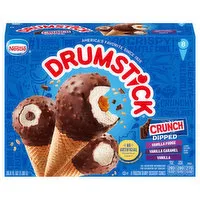 Drumstick Crunch Dipped Crunch Dipped Vanilla, Vanilla Caramel and Vanilla Fudge Cones, 8 Each