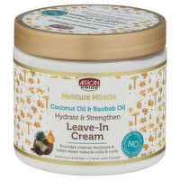 African Pride Moisture Miracle Leave-In Cream, Coconut Oil & Baobab Oil, Hydrate & Strengthen, 15 Ounce