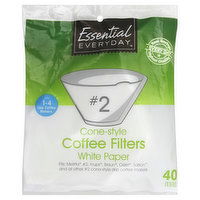 Essential Everyday Coffee Filters, Cone-Style, No. 2, White Paper, 40 Each