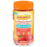 Emergen-C Vitamin C, Zero Sugar, High Potency, Orange, Strawberry & Raspberry, Gummies, 36 Each