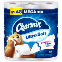 Charmin Ultra Soft Bathroom Tissue, Smooth Tear, Mega, 2-Ply, 12 Each