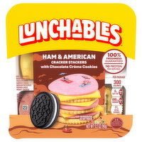 Lunchables Cracker Stackers, with Chocolate Creme Cookies, Ham & American, 3.2 Ounce