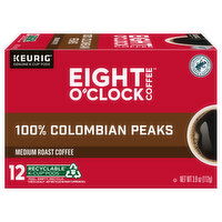 Eight O'Clock Coffee Coffee, Medium Roast, 100% Colombian Peaks, K-Cup Pods, 12 Each