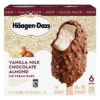 Haagen-Dazs Ice Cream Bars, Vanilla Milk Chocolate Almond, Value Pack, 6 Pack, 6 Each